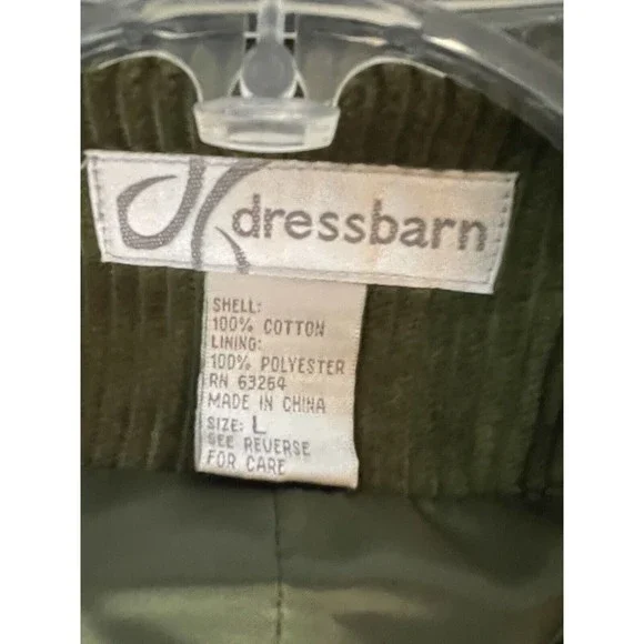 Dressbarn Jacket Womens Large Green Corduory Button Up Blazer Pockets Lined - Picture 3 of 3